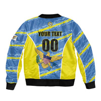 Custom US Virgin Islands Soccer Sleeve Zip Bomber Jacket Team Dashing Eagles Come On