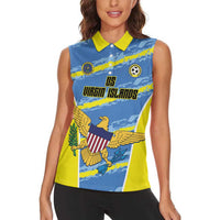 Custom US Virgin Islands Soccer Women Sleeveless Polo Shirt Team Dashing Eagles Come On