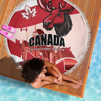 Canada Day 1867 Beach Blanket Moose With Maple Leaves