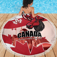 Canada Day 1867 Beach Blanket Moose With Maple Leaves