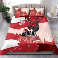 Canada Day 1867 Bedding Set Moose With Maple Leaves