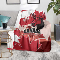Canada Day 1867 Blanket Moose With Maple Leaves