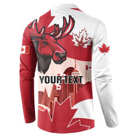 Personalised Canada Day 1867 Button Sweatshirt Moose With Maple Leaves