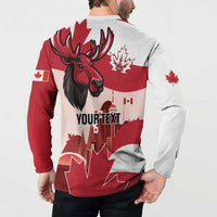 Personalised Canada Day 1867 Button Sweatshirt Moose With Maple Leaves