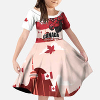 Personalised Canada Day 1867 Family Matching Long Sleeve Bodycon Dress and Hawaiian Shirt Moose With Maple Leaves