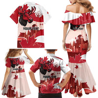 Personalised Canada Day 1867 Family Matching Mermaid Dress and Hawaiian Shirt Moose With Maple Leaves