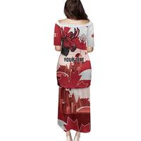 Personalised Canada Day 1867 Family Matching Puletasi and Hawaiian Shirt Moose With Maple Leaves