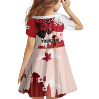 Personalised Canada Day 1867 Family Matching Short Sleeve Bodycon Dress and Hawaiian Shirt Moose With Maple Leaves