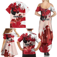 Personalised Canada Day 1867 Family Matching Summer Maxi Dress and Hawaiian Shirt Moose With Maple Leaves