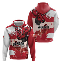 Personalised Canada Day 1867 Hoodie Moose With Maple Leaves