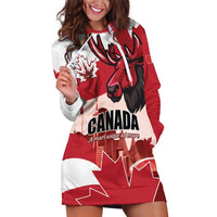 Personalised Canada Day 1867 Hoodie Dress Moose With Maple Leaves