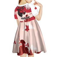 Personalised Canada Day 1867 Kid Short Sleeve Dress Moose With Maple Leaves