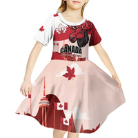 Personalised Canada Day 1867 Kid Short Sleeve Dress Moose With Maple Leaves