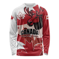 Personalised Canada Day 1867 Long Sleeve Shirt Moose With Maple Leaves