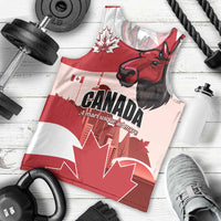 Personalised Canada Day 1867 Men Tank Top Moose With Maple Leaves