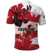 Personalised Canada Day 1867 Polo Shirt Moose With Maple Leaves