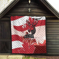 Canada Day 1867 Quilt Moose With Maple Leaves