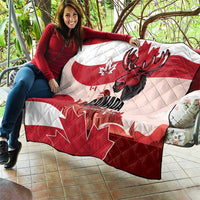 Canada Day 1867 Quilt Moose With Maple Leaves