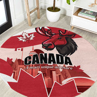 Canada Day 1867 Round Carpet Moose With Maple Leaves