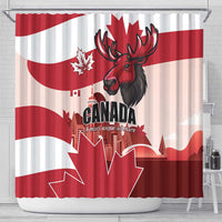 Canada Day 1867 Shower Curtain Moose With Maple Leaves