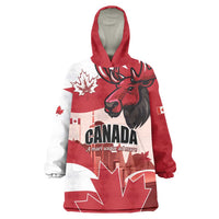 Personalised Canada Day 1867 Wearable Blanket Hoodie Moose With Maple Leaves