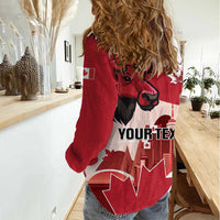 Personalised Canada Day 1867 Women Casual Shirt Moose With Maple Leaves
