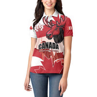 Personalised Canada Day 1867 Women Polo Shirt Moose With Maple Leaves