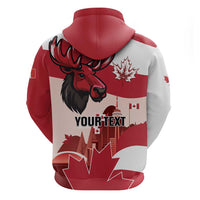 Personalised Canada Day 1867 Zip Hoodie Moose With Maple Leaves