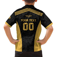 Custom Football 2025 Mexico Family Matching Off The Shoulder Long Sleeve Dress and Hawaiian Shirt Special Gold Edition