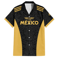 Custom Football 2025 Mexico Family Matching Off The Shoulder Long Sleeve Dress and Hawaiian Shirt Special Gold Edition