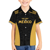 Custom Football 2025 Mexico Family Matching Off The Shoulder Long Sleeve Dress and Hawaiian Shirt Special Gold Edition