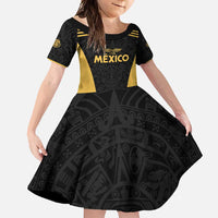 Custom Football 2025 Mexico Family Matching Off Shoulder Maxi Dress and Hawaiian Shirt Special Gold Edition