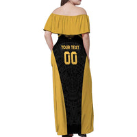 Custom Football 2025 Mexico Family Matching Off Shoulder Maxi Dress and Hawaiian Shirt Special Gold Edition