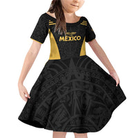 Custom Football 2025 Mexico Family Matching Off Shoulder Short Dress and Hawaiian Shirt Special Gold Edition