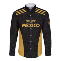 Custom Football 2025 Mexico Long Sleeve Button Shirt Special Gold Edition