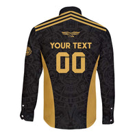 Custom Football 2025 Mexico Long Sleeve Button Shirt Special Gold Edition