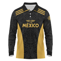 Custom Football 2025 Mexico Long Sleeve Polo Shirt Special Gold Edition