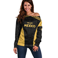 Custom Football 2025 Mexico Off Shoulder Sweater Special Gold Edition