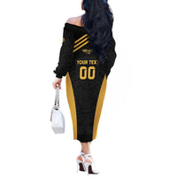 Custom Football 2025 Mexico Off The Shoulder Long Sleeve Dress Special Gold Edition