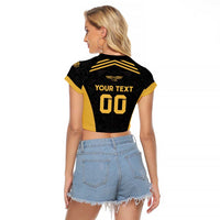 Custom Football 2025 Mexico Raglan Cropped T Shirt Special Gold Edition