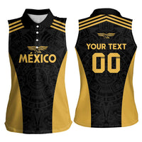 Custom Football 2025 Mexico Women Sleeveless Polo Shirt Special Gold Edition