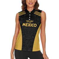 Custom Football 2025 Mexico Women Sleeveless Polo Shirt Special Gold Edition