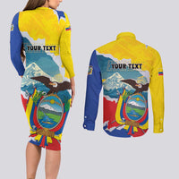 Personalized Ecuador Chimborazo Mountain Couples Matching Long Sleeve Bodycon Dress and Long Sleeve Button Shirt La Sultana de Los Andes