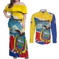 Personalized Ecuador Chimborazo Mountain Couples Matching Off Shoulder Maxi Dress and Long Sleeve Button Shirt La Sultana de Los Andes