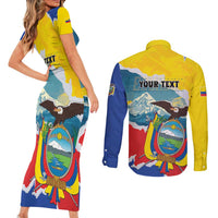 Personalized Ecuador Chimborazo Mountain Couples Matching Short Sleeve Bodycon Dress and Long Sleeve Button Shirt La Sultana de Los Andes