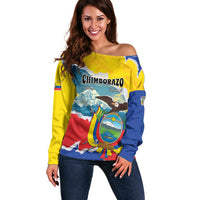 Personalized Ecuador Chimborazo Mountain Off Shoulder Sweater La Sultana de Los Andes