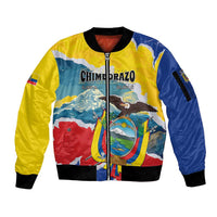 Personalized Ecuador Chimborazo Mountain Sleeve Zip Bomber Jacket La Sultana de Los Andes