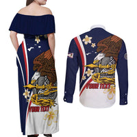Personalized American Samoa Couples Matching Off Shoulder Maxi Dress and Long Sleeve Button Shirt Amerika Samoa Bald Eagle