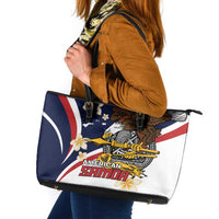 American Samoa Leather Tote Bag Amerika Samoa Bald Eagle
