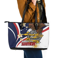 American Samoa Leather Tote Bag Amerika Samoa Bald Eagle